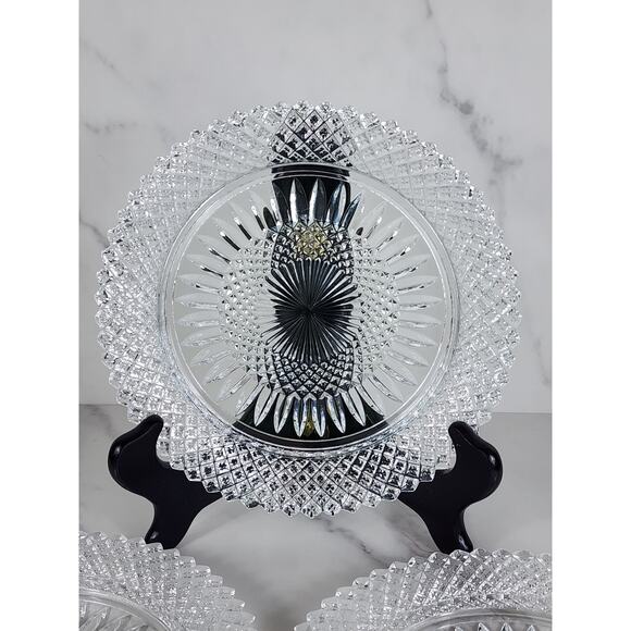 Fostoria Stratton Avon Salad Plates 8" Heavy America Lead Crystal Diamond Shaped - Picture 5 of 15